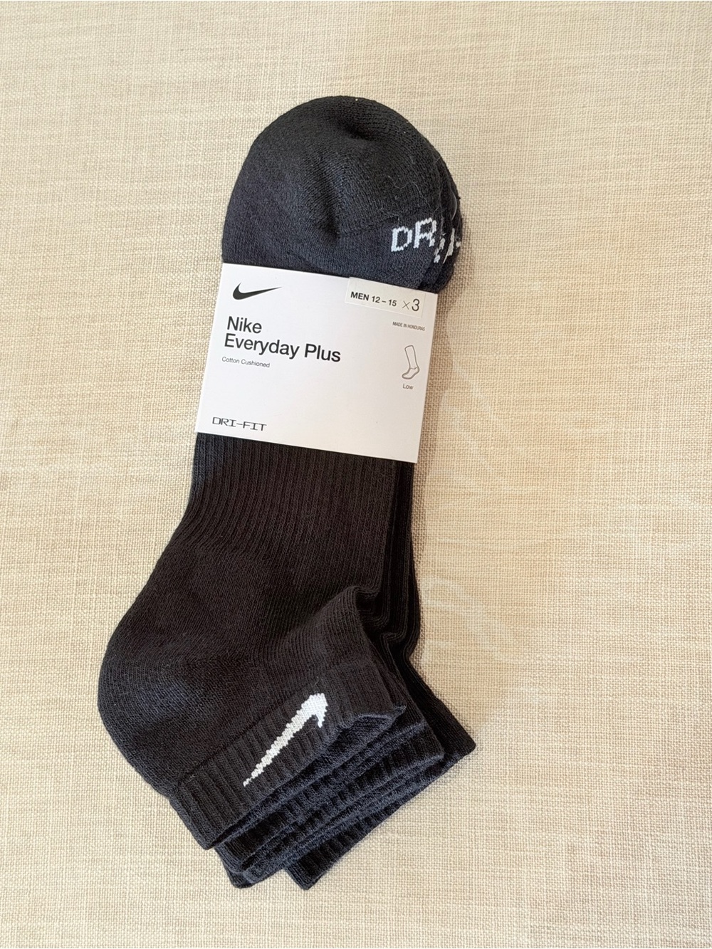 Nike Men’s Everyday Plus Cotton Cushioned Dri-Fit Low Cut Socks Size XL 3 Pairs
